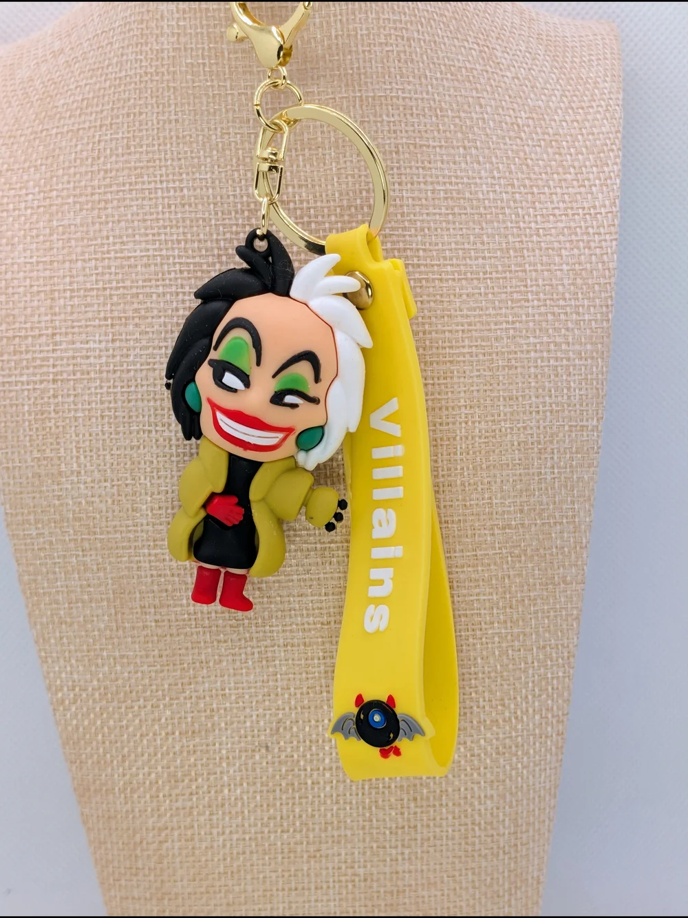 Cruella Deville Keychain Bag Charm With Gold Tone Hardware